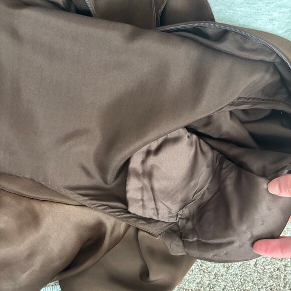 VTG Carolina Herrera Bergdorf Goodman Brown Silk Gown Long Sleeve Tiered Sz 14 - Picture 5 of 16